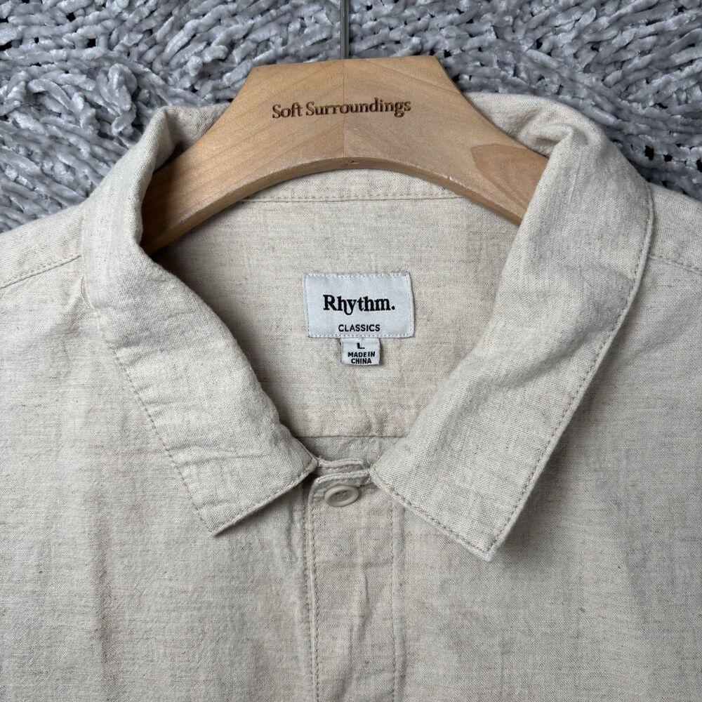 Rhythm Classics Linen Blend Shirt Mens Large Button Up Beach Summer Preppy Golf